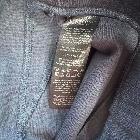 Liverpool Pull On Legging 12/31 Pant Ponte Knit Night Sky Blue Plaid Stretch EUC - Picture 6 of 12